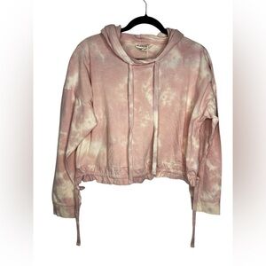 NEW Blank NYC Oversized Pink Tie-dye Jersey Hoodie Ruched Tie Cotton Size Small